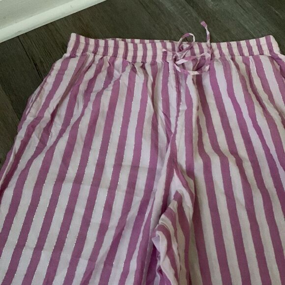 Victorias Secret Striped Sparkly Wide Leg Pajama Pants Pink Purple Size Small - Picture 6 of 10
